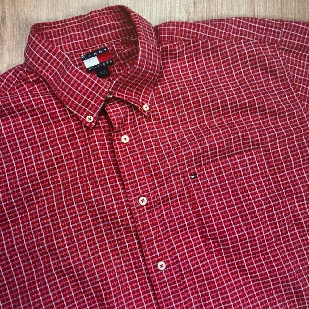 Tommy Hilfiger Red Plaid Button-Down Shirt